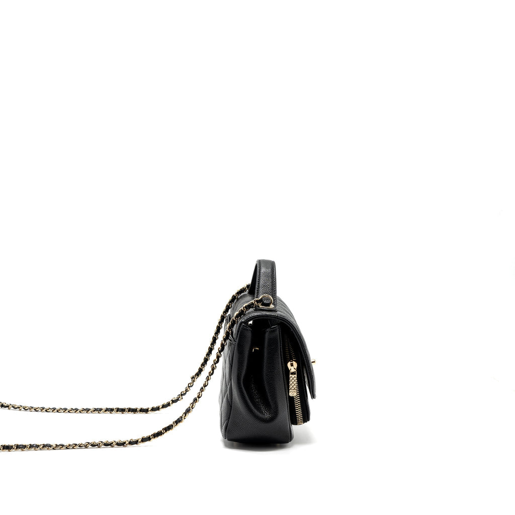 CHANEL SMALL BUSINESS AFFINITY CAVIAR BLACK LGHW (MICROCHIP)