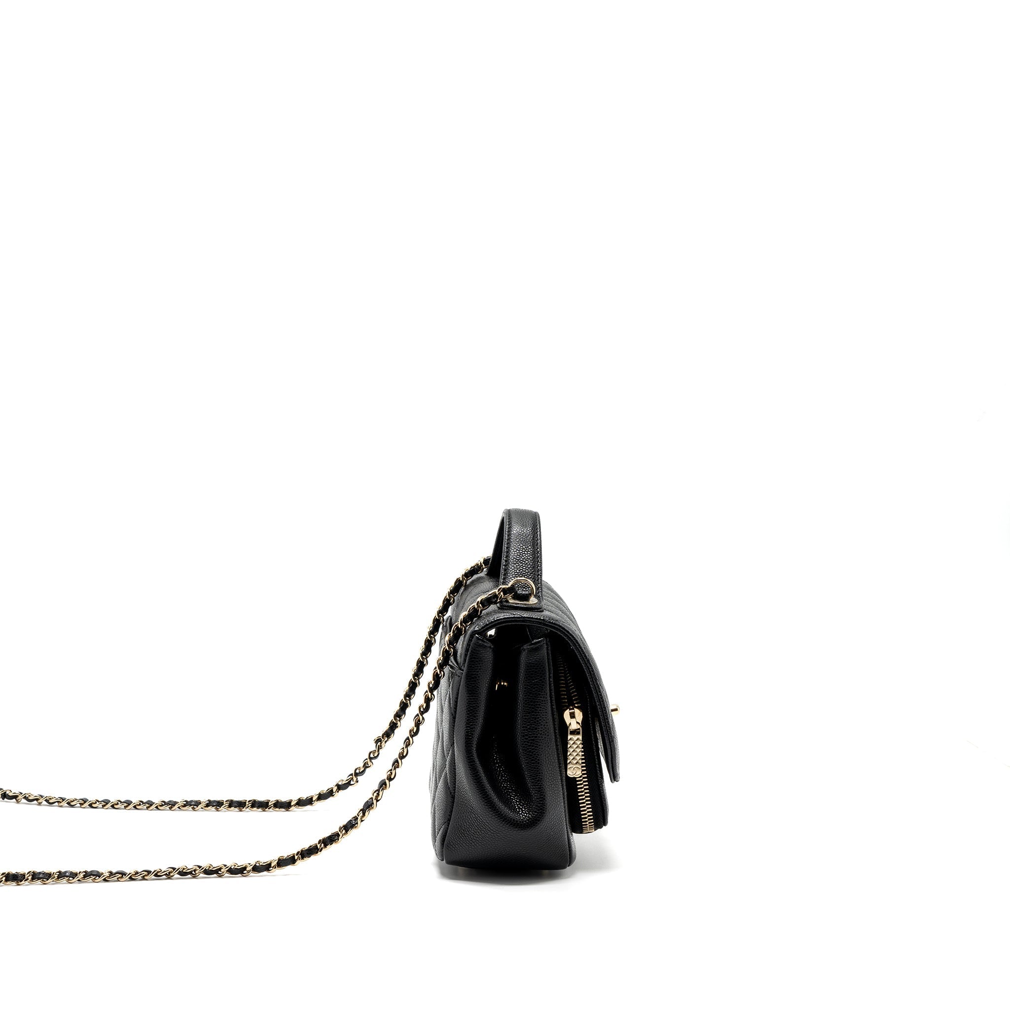 CHANEL SMALL BUSINESS AFFINITY CAVIAR BLACK LGHW (MICROCHIP)