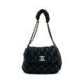 CHANEL QUILTED FLAP SHOULDER BAG NYLON BLACK SHW