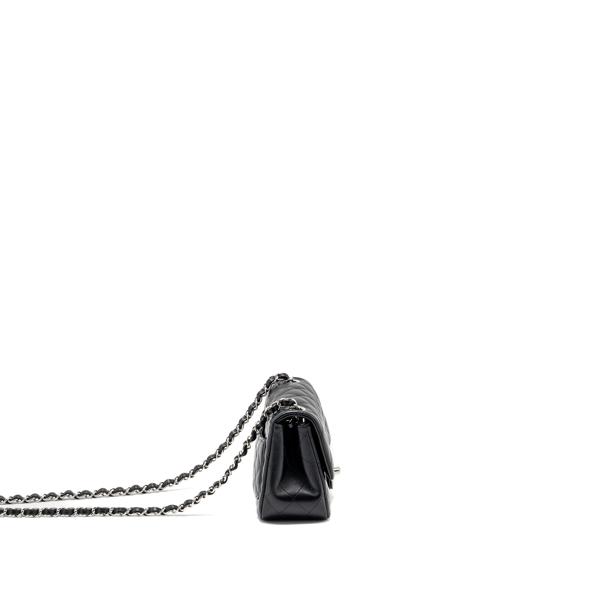 CHANEL MINI SQUARE FLAP BAG LAMBSKIN BLACK SHW (MICROCHIP)