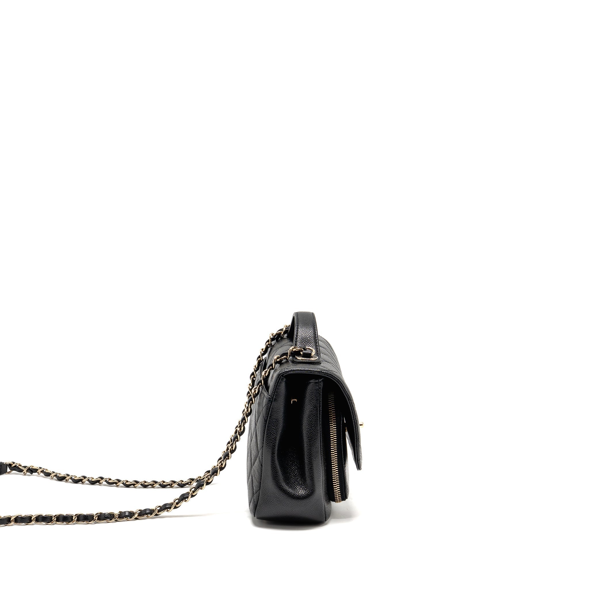 CHANEL MEDIUM BUSINESS AFFINITY CAVIAR BLACK LGHW (MICROCHIP)