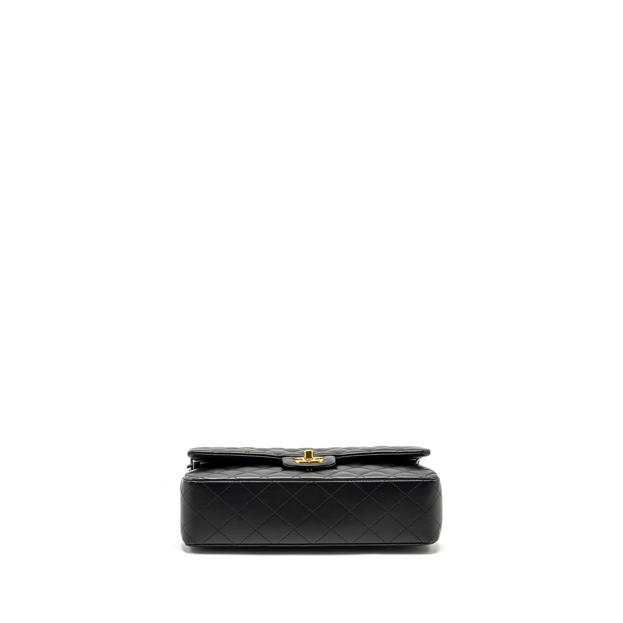 CHANEL MEDIUM CLASSIC DOUBLE FLAP BAG LAMBSKIN BLACK GHW (MICROCHIP)