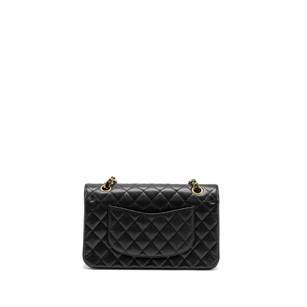 CHANEL MEDIUM CLASSIC DOUBLE FLAP BAG CAVIAR BLACK GHW (MICROCHIP)