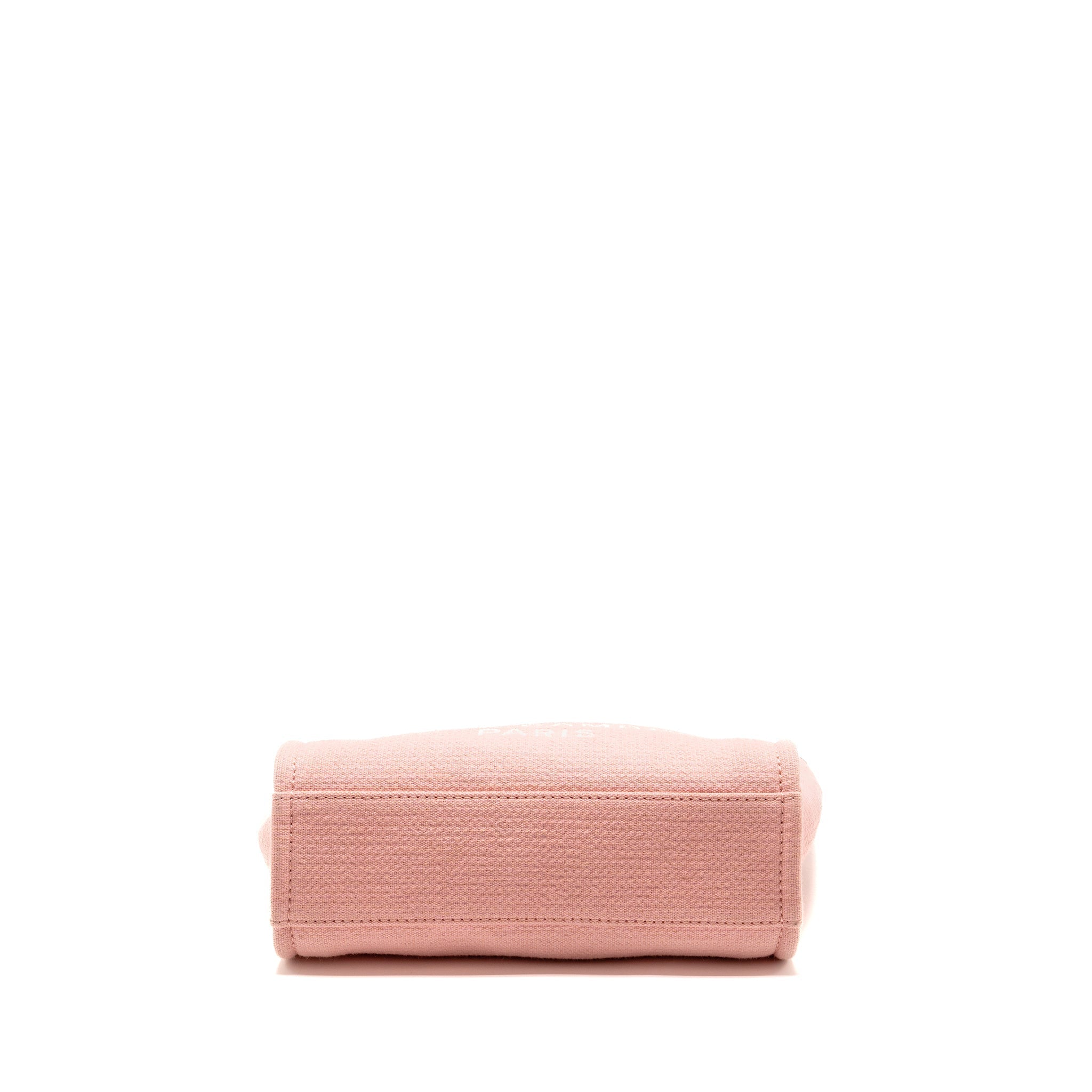 CHANEL DEAUVILLE PM TOTE BAG CANVAS PINK SHW (MICROCHIP)