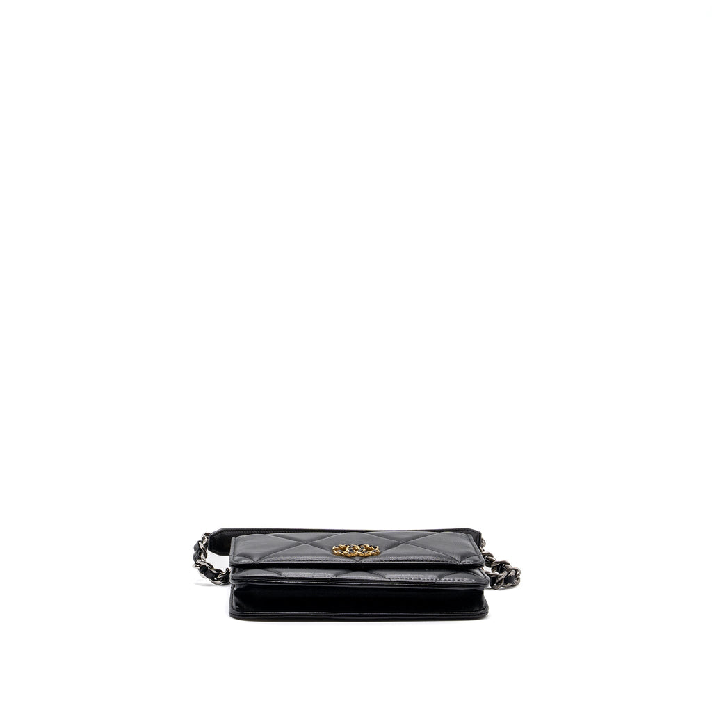 CHANEL 19 WALLET ON CHAIN LAMBSKIN BLACK MULTICOLOUR HARDWARE (MICROCHIP)
