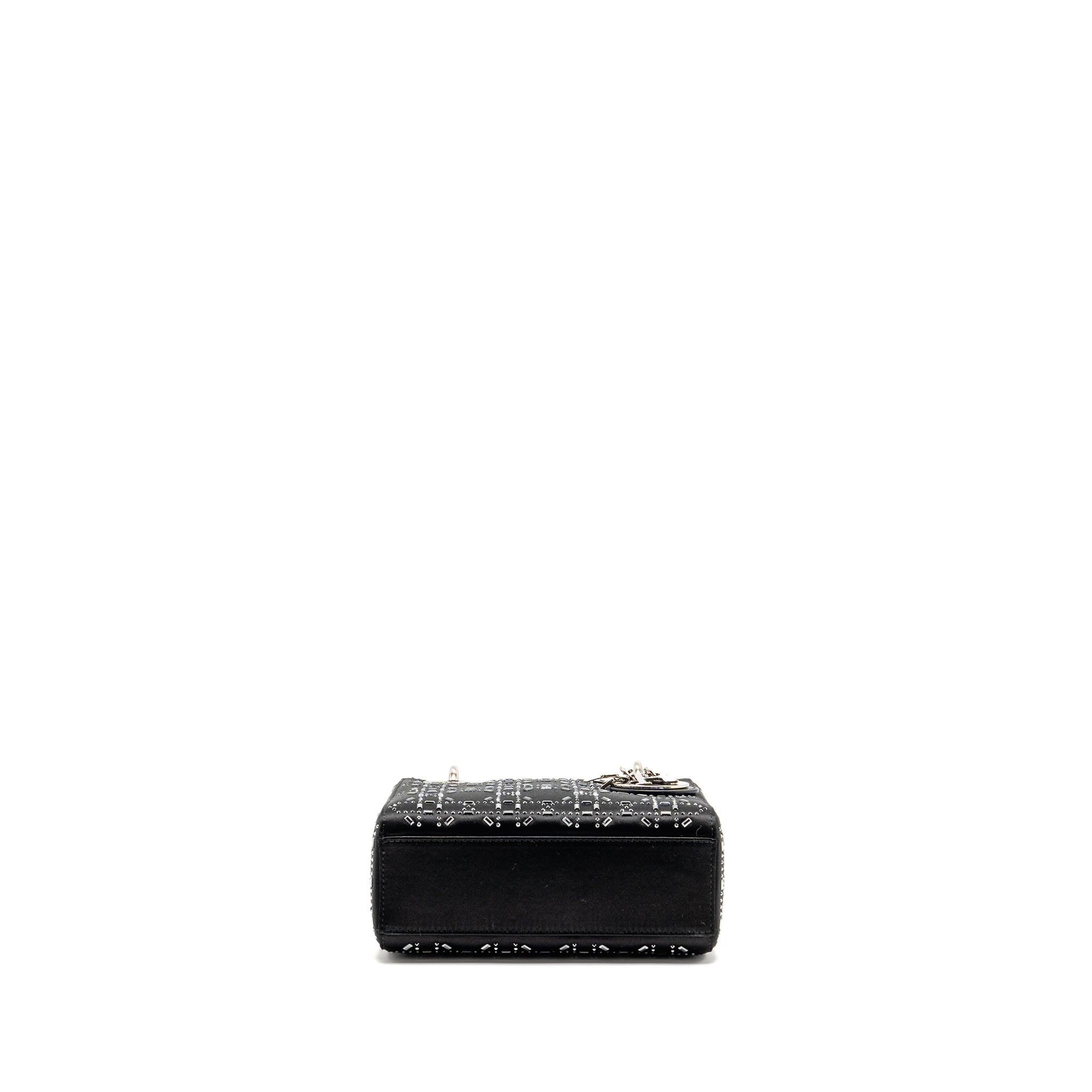 DIOR MINI LADY DIOR SATIN CRYSTAL BLACK SHW