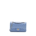 CHANEL MEDIUM CLASSIC DOUBLE FLAP BAG LAMBSKIN LIGHT BLUE LGHW