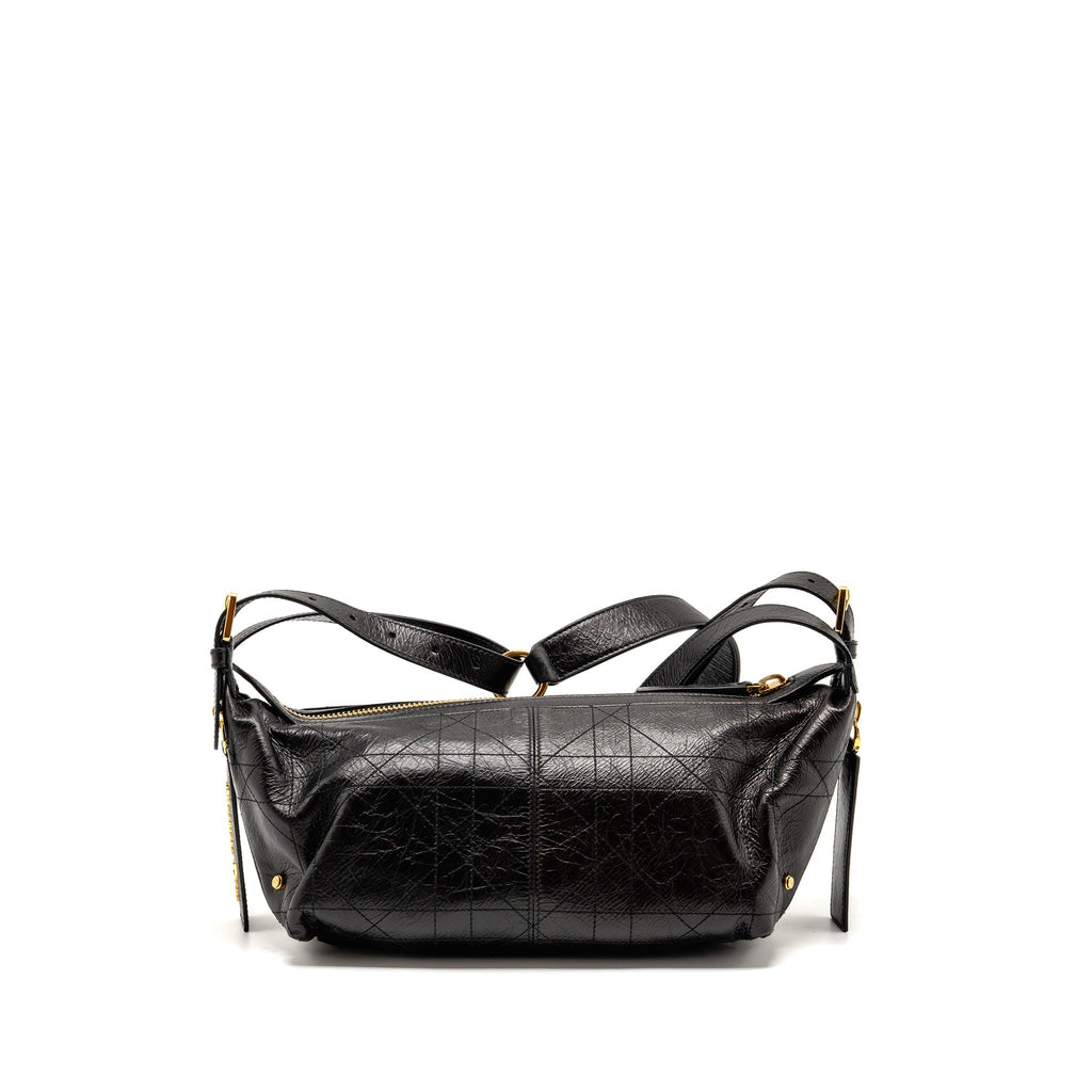 DIOR SMALL D-JOURNEY BAG CRINKLED CALFSKIN BLACK GHW