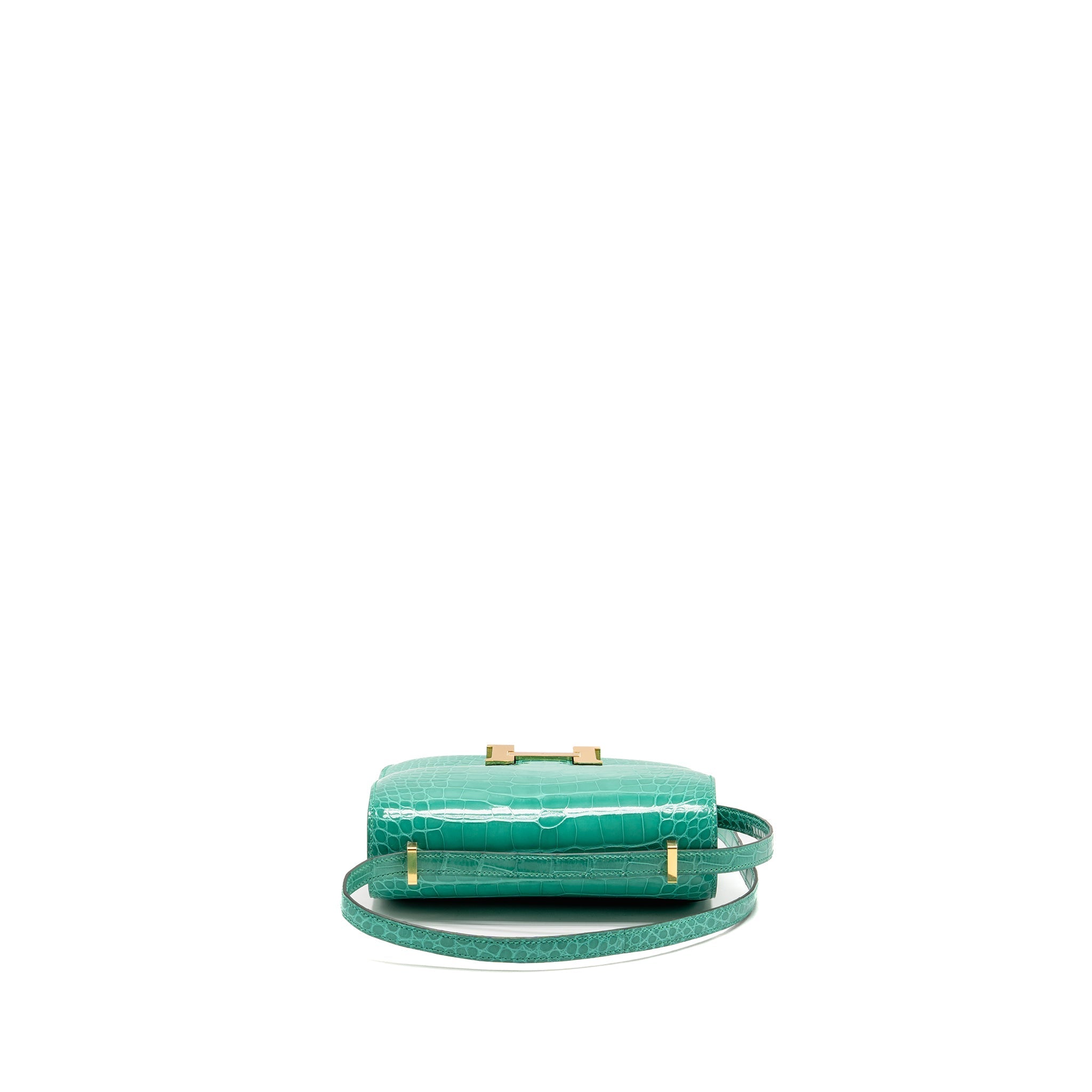 HERMES MINI CONSTANCE SHINY ALLIGATOR MISSISSIPPIENSIS VERT JADE GHW
