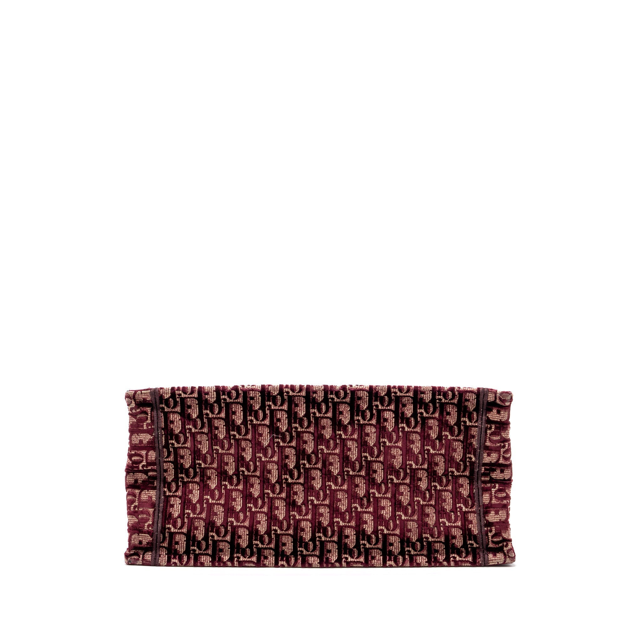 DIOR MEDIUM BOOK TOTE OBLIQUE EMBROIDERY VELVET/ CANVAS DARK RED