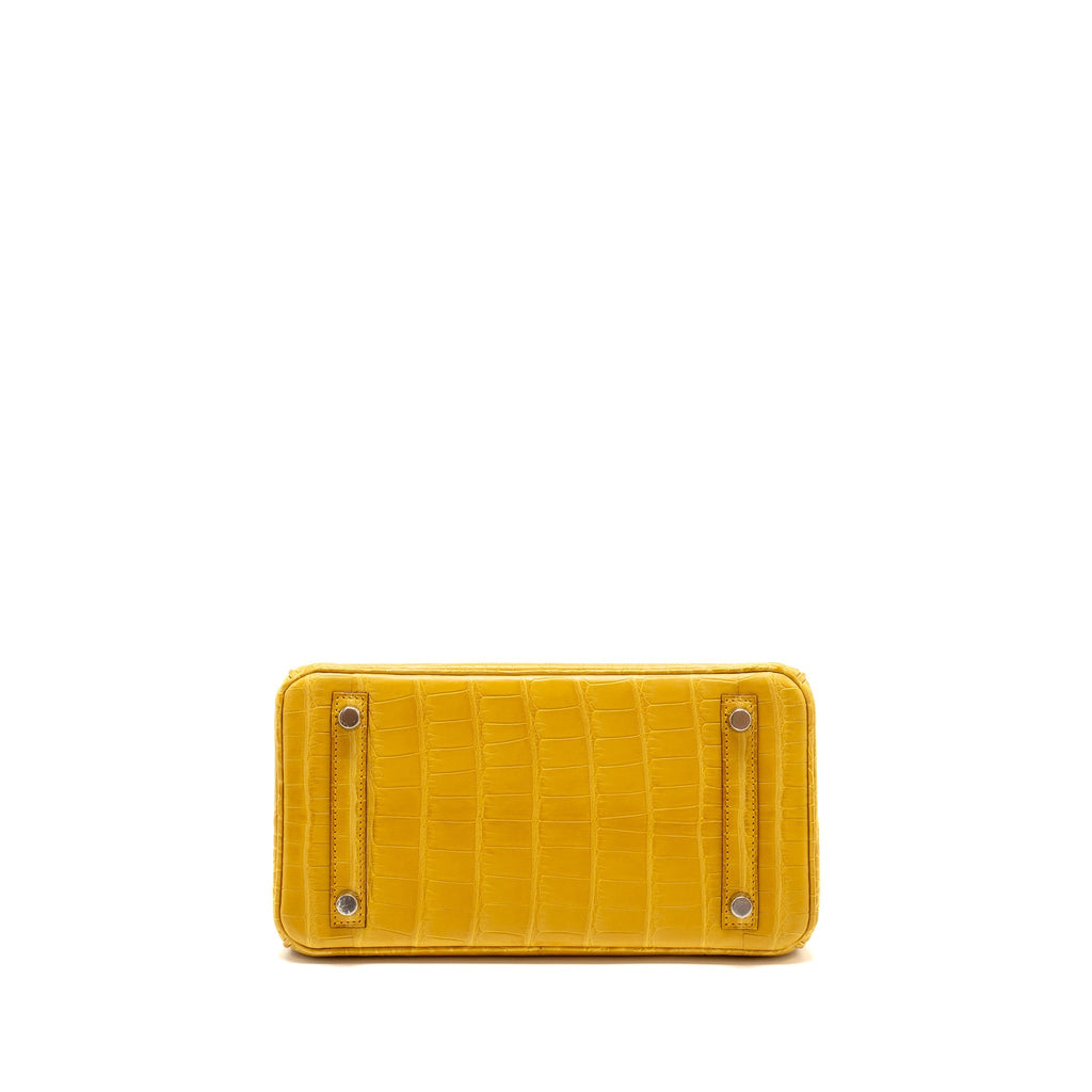 HERMES BIRKIN 25 ALLIGATOR MISSISSIPPIENSIS MAT 9D JAUNE AMBRE SHW