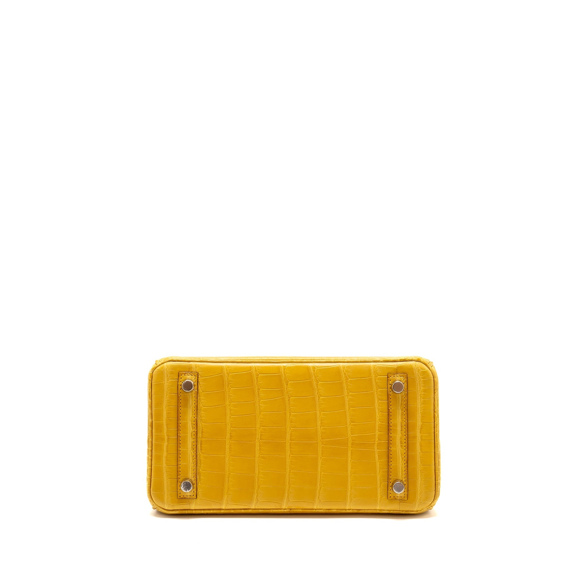 HERMES BIRKIN 25 ALLIGATOR MISSISSIPPIENSIS MAT 9D JAUNE AMBRE SHW