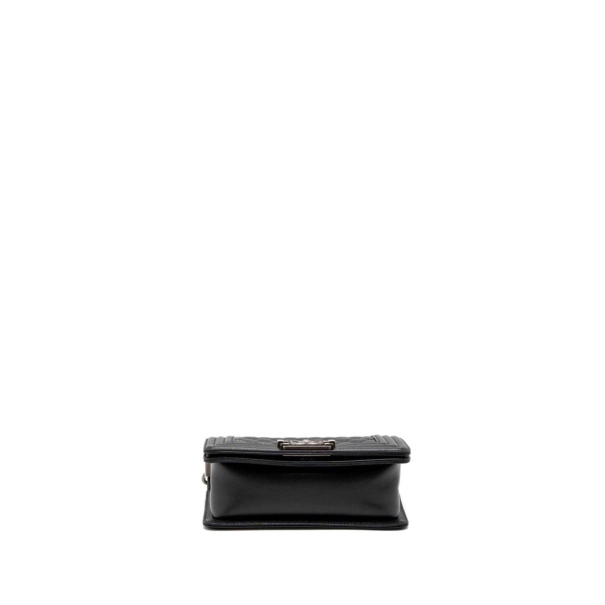 CHANEL SMALL BOY BAG CAVIAR BLACK SHW (MICROCHIP)