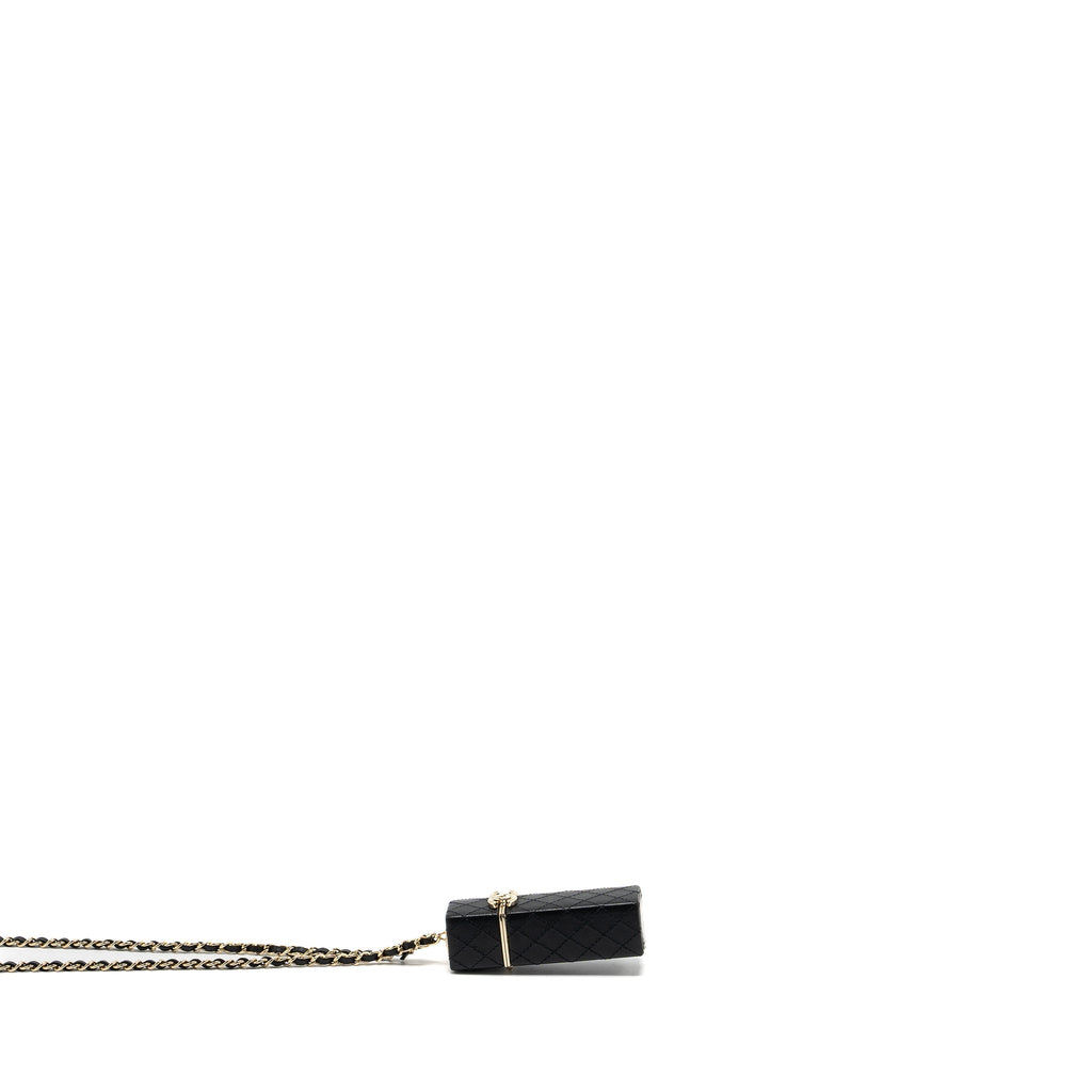 CHANEL LIPSTICK CASE ON CHAIN LAMBSKIN BLACK LGHW