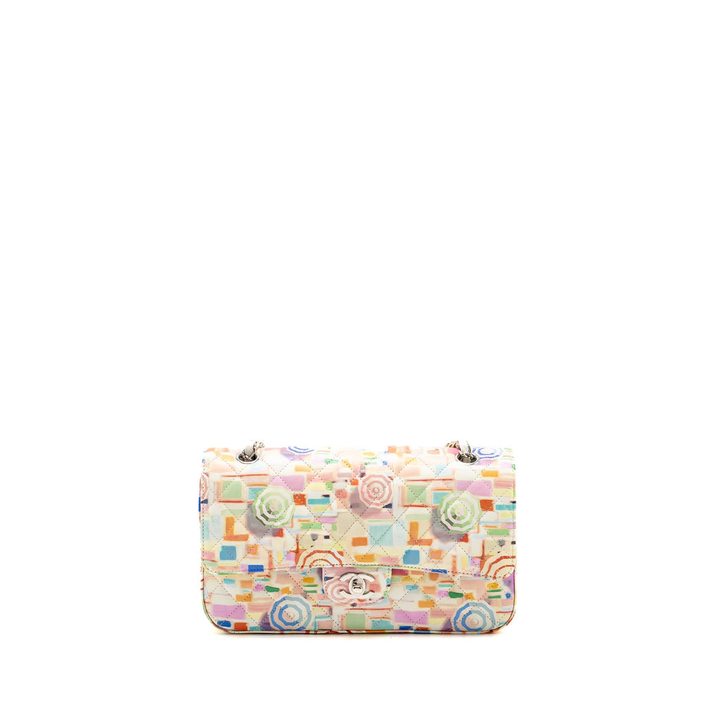 CHANEL MEDIUM DOUBLE FLAP BAG UMBRELLA RAINBOW PRINT CALFSKIN MULTICOLOUR SHW