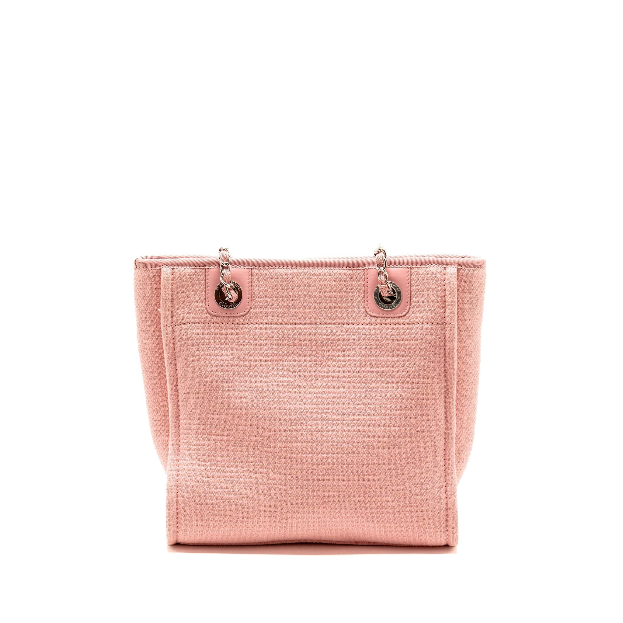 CHANEL DEAUVILLE PM TOTE BAG CANVAS PINK SHW (MICROCHIP)