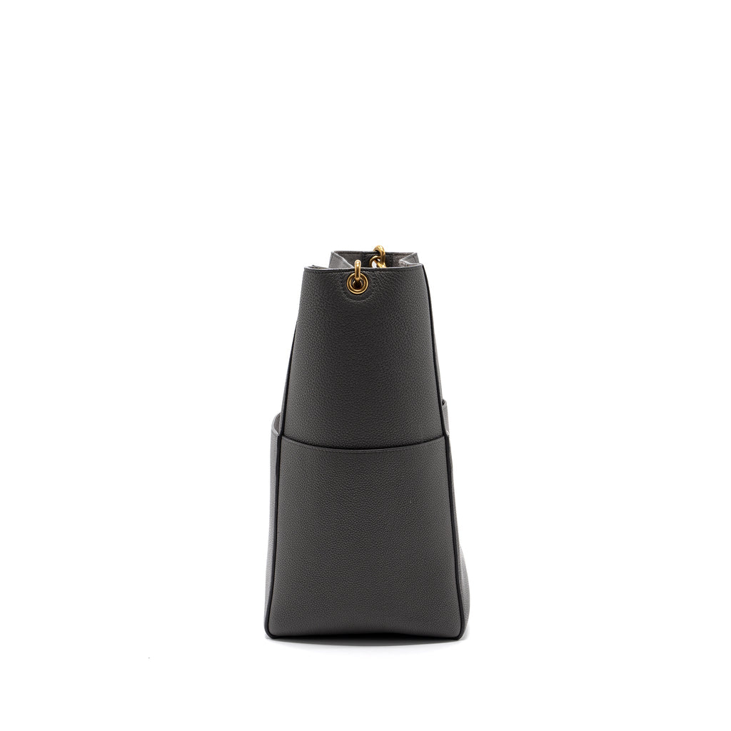 CELINE SANGLE BUCKET GRAINED CALFSKIN GREY GHW