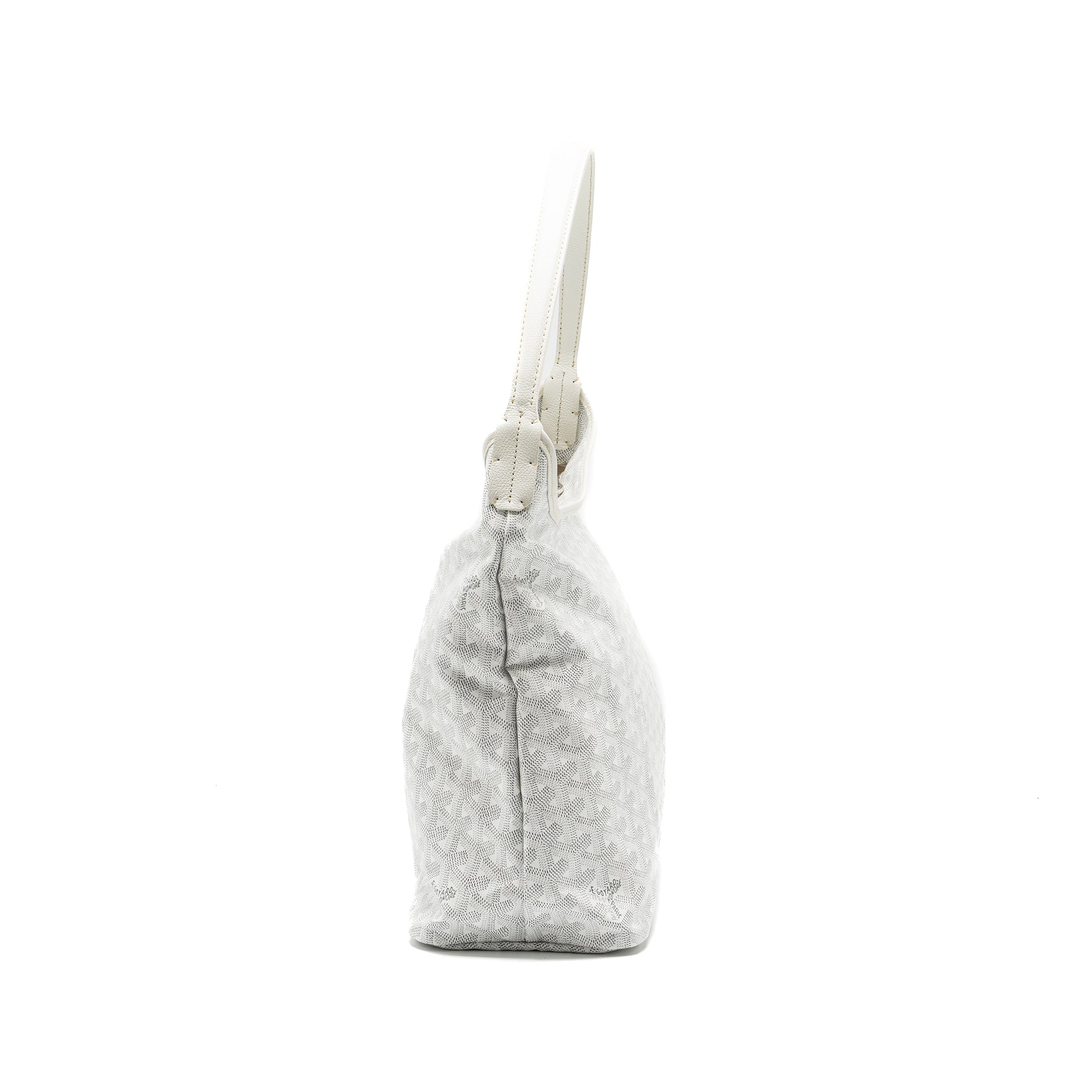 GOYARD BOHEME HOBO BAG GOYARDLINE CANVAS/CALFSKIN WHITE SHW