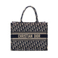 DIOR MEDIUM BOOK TOTE BLUE DIOR OBLIQUE EMBROIDERY