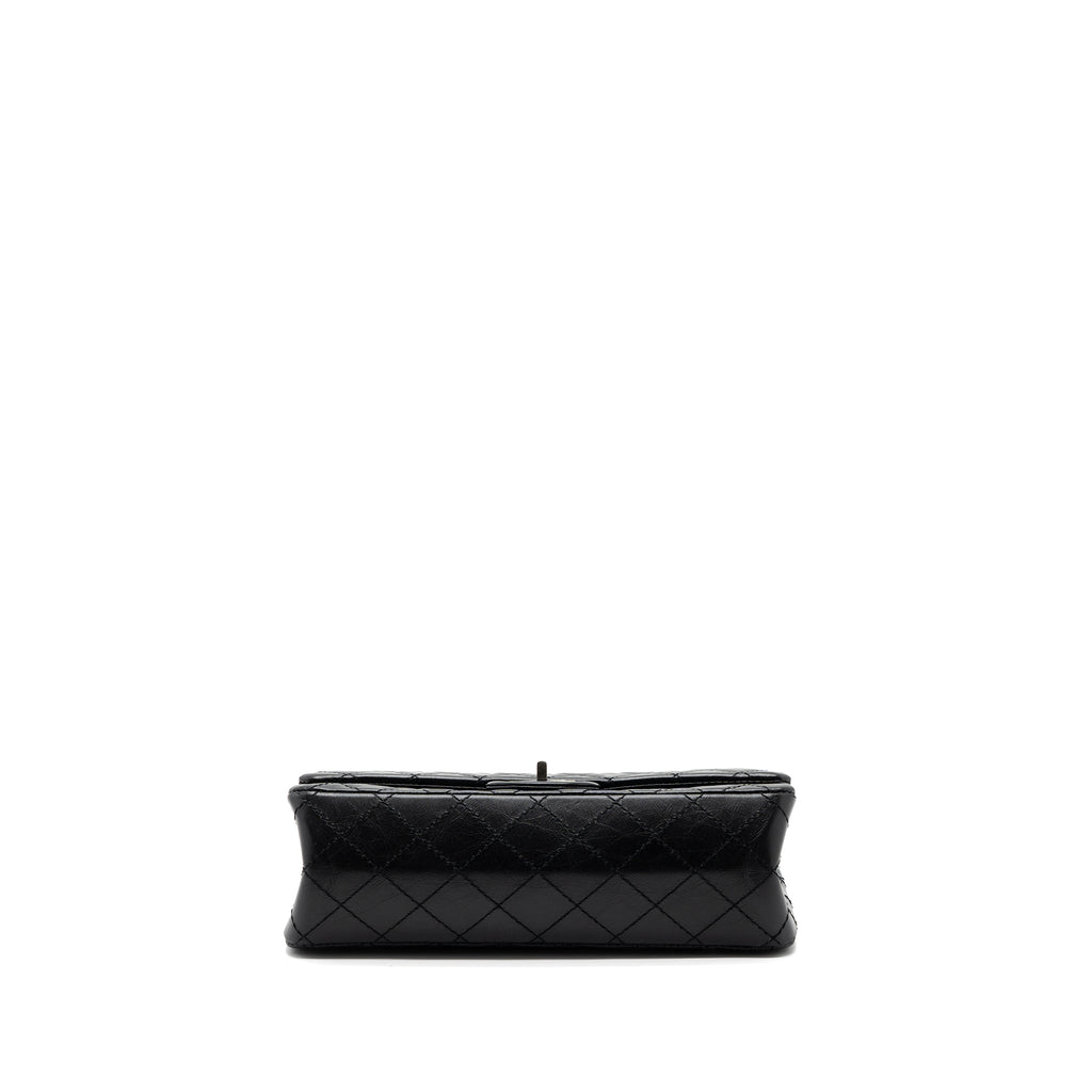 CHANEL 2.55 SMALL REISSUE FLAP BAG AGED CALFSKIN BLACK RUTHENIUM HARDWARE (MICROCHIP)