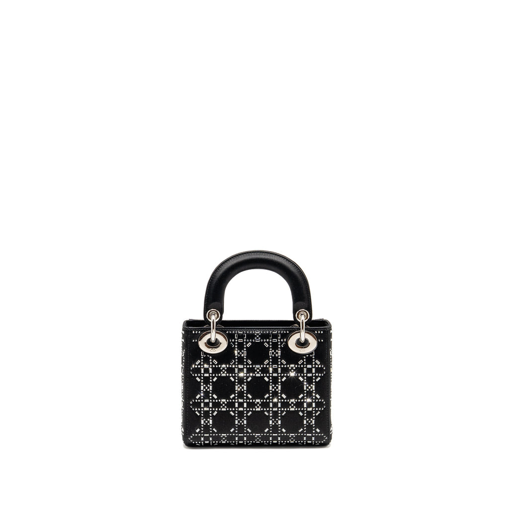 DIOR MINI LADY DIOR SATIN CRYSTAL BLACK SHW
