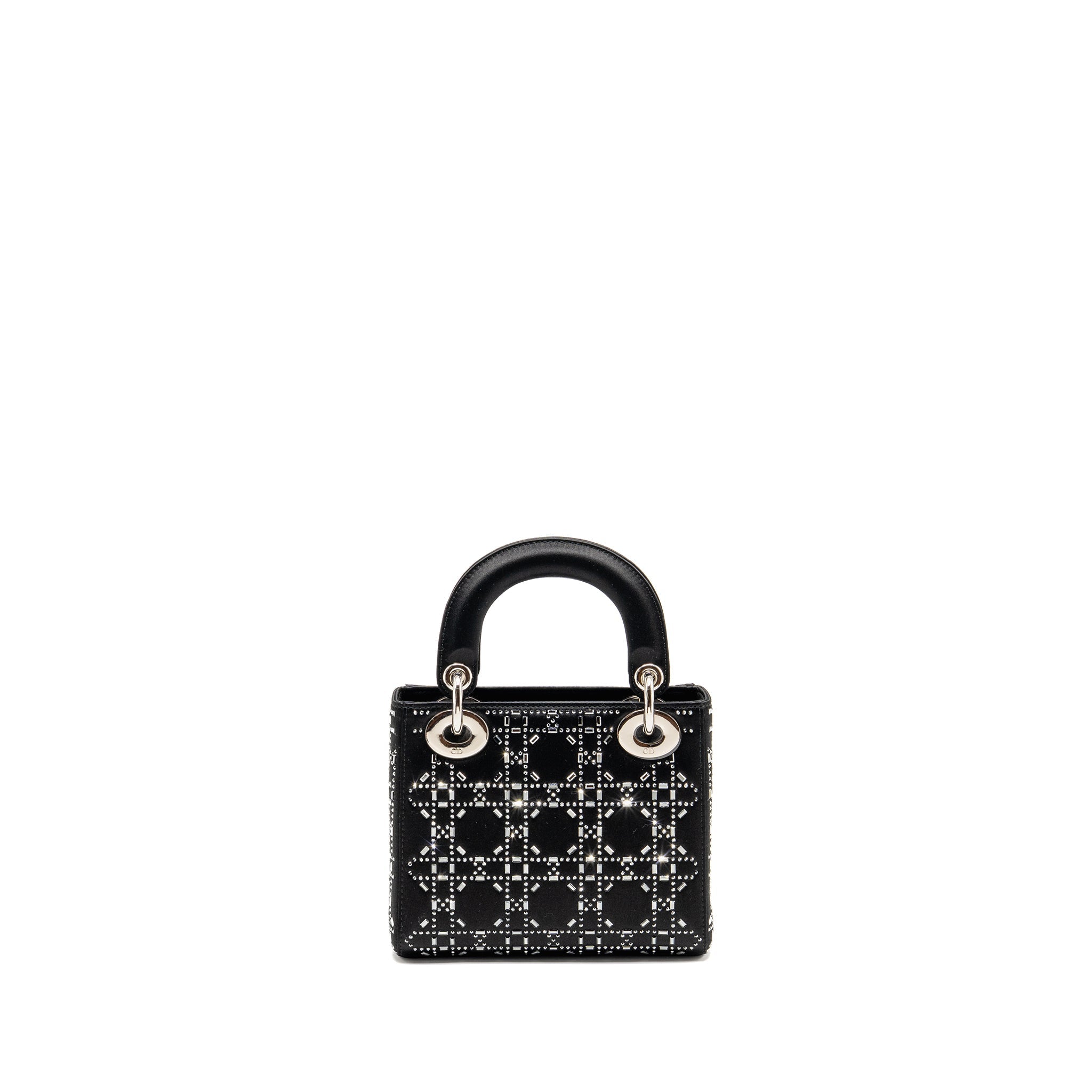 DIOR MINI LADY DIOR SATIN CRYSTAL BLACK SHW