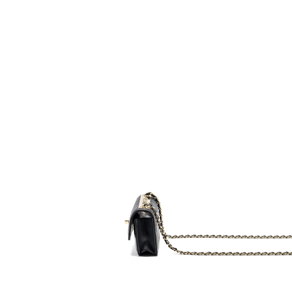 CHANEL MINI TRENDY CC WALLET ON CHAIN LAMBSKIN BLACK LGHW (MICROCHIP)