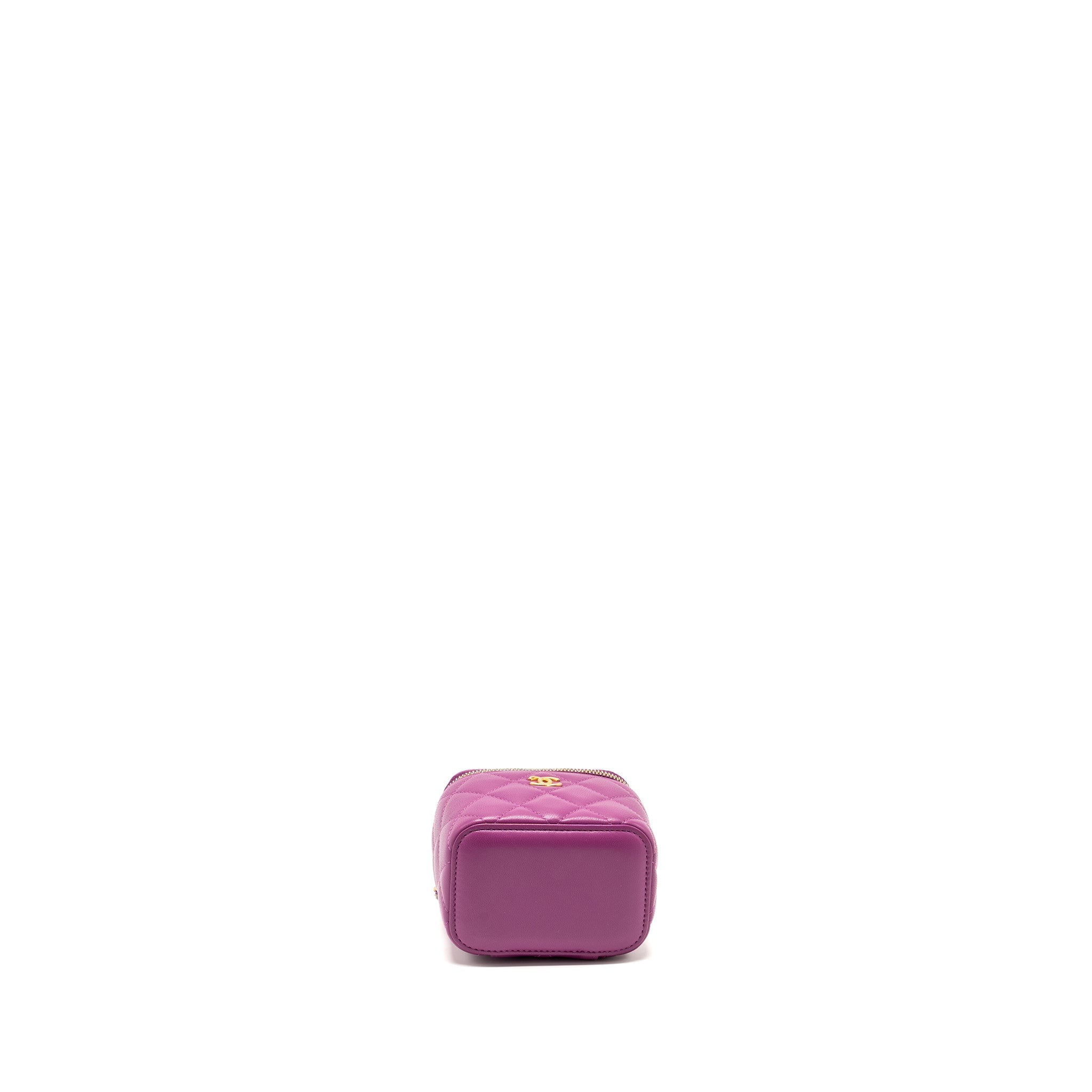 CHANEL PEARL CRUSH MINI VANITY WITH CHAIN LAMBSKIN PURPLE GHW