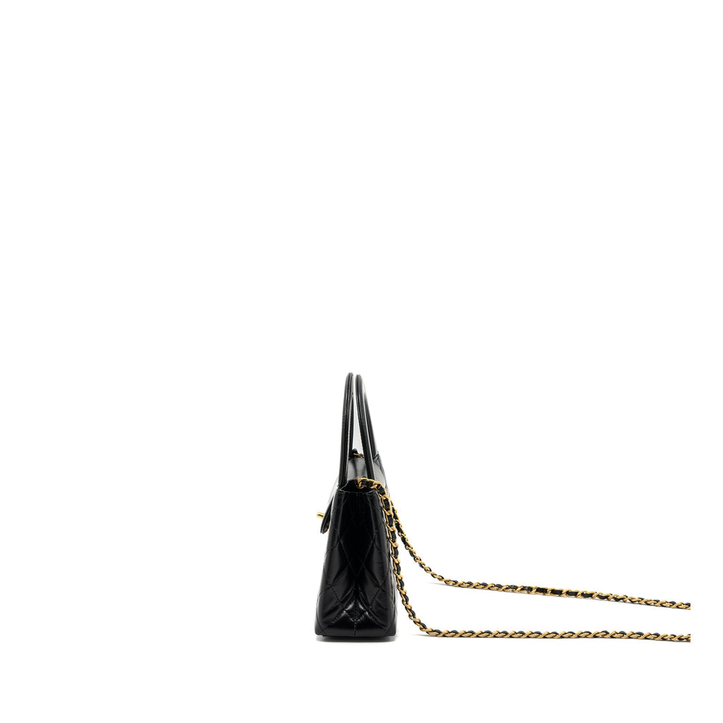 CHANEL 23K MINI SHOPPING BAG CALFSKIN BLACK GHW (MICROCHIP)