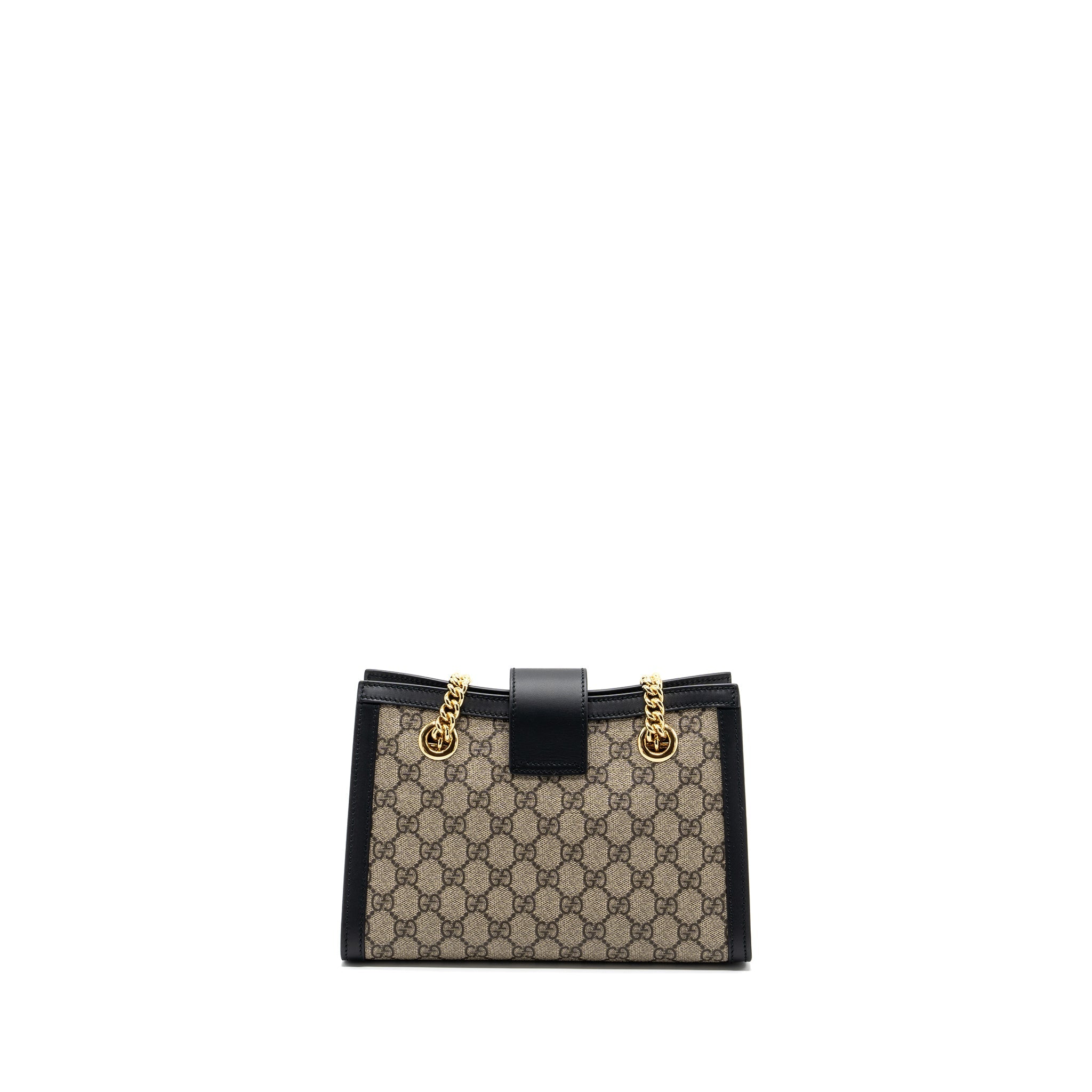 GUCCI SMALL GG PADLOCK SHOULDER BAG GG SUPREME CANVAS BLACK GHW
