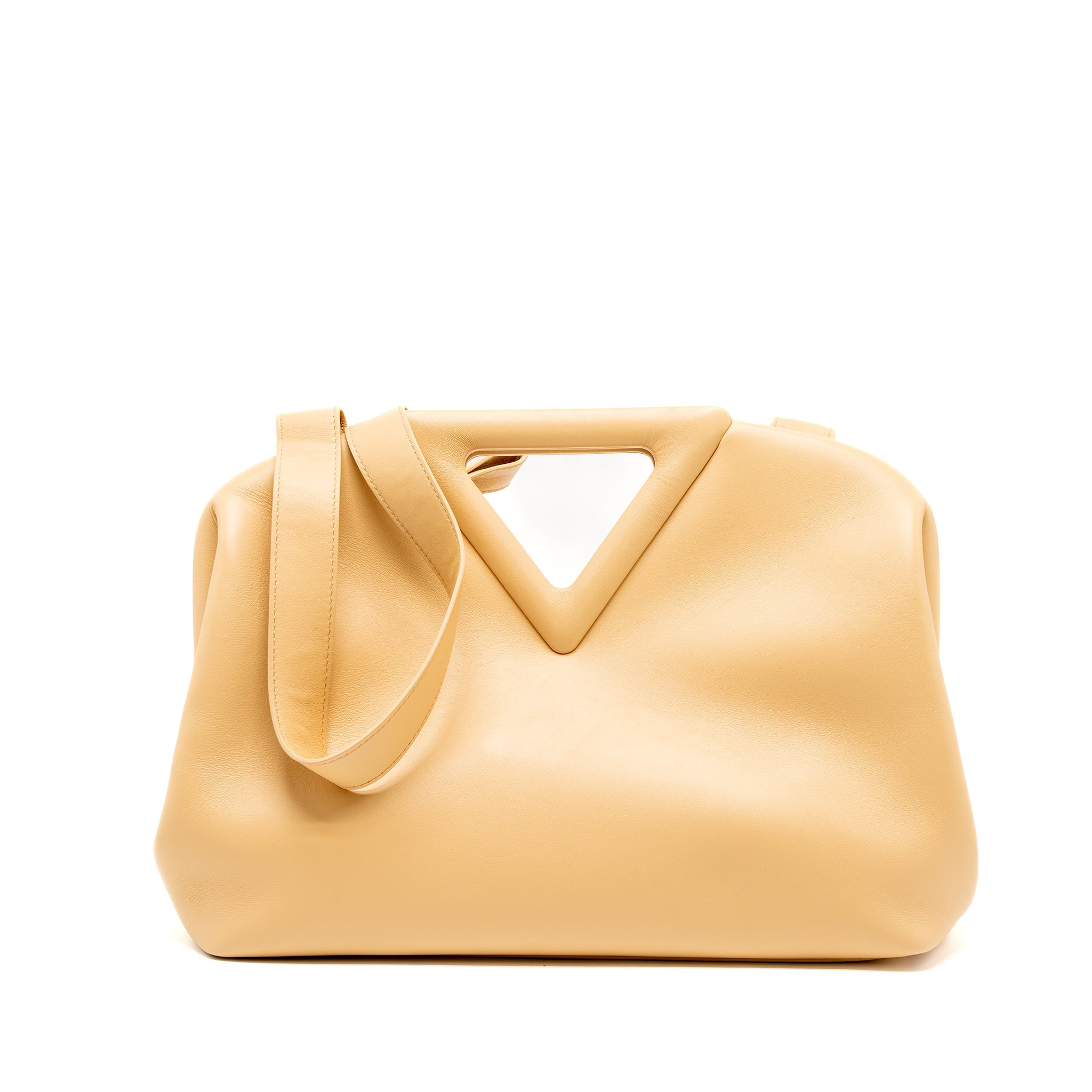 BOTTEGA VENETA POINT TOP HANDLE BAG SMOOTH NAPPA ALMOND