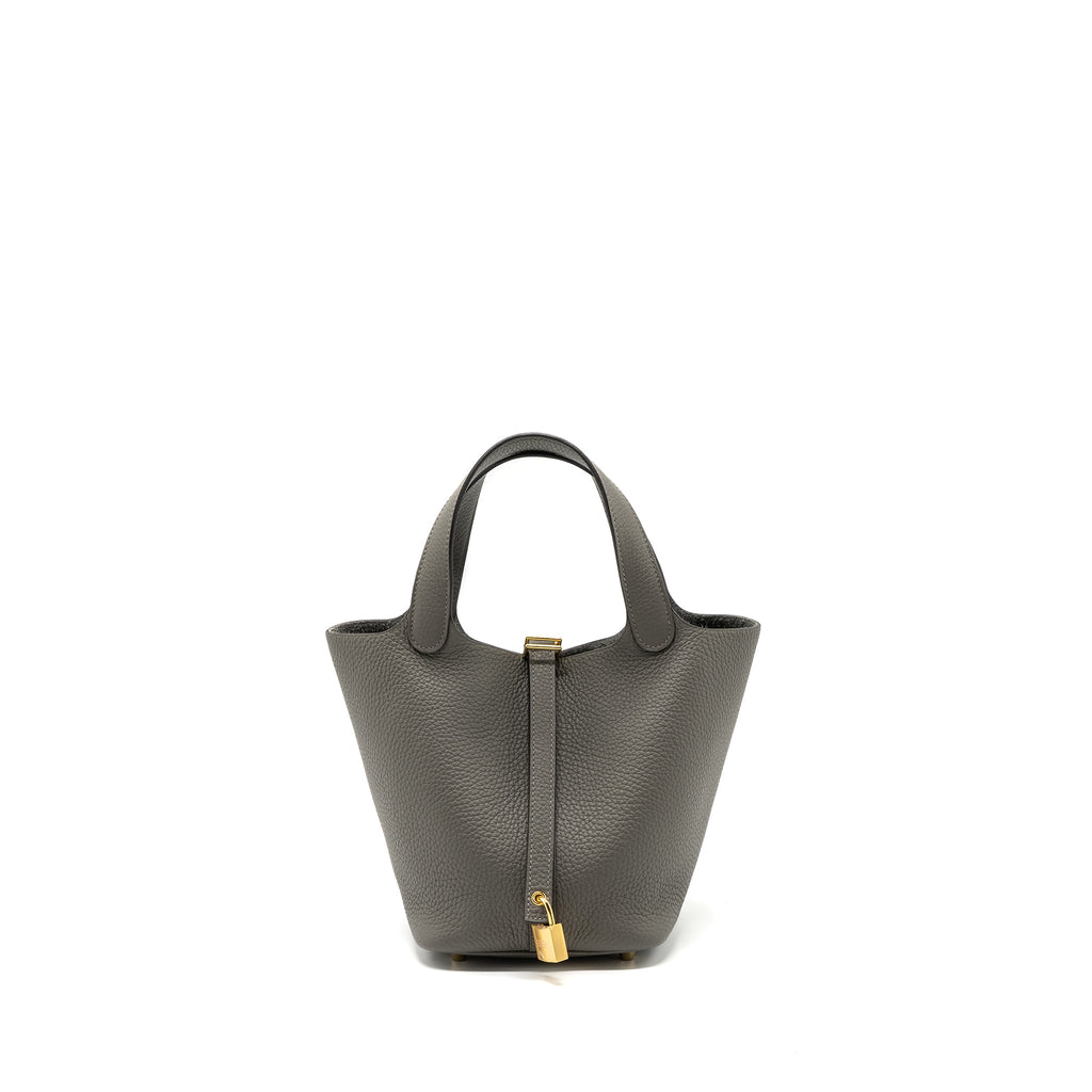 HERMES PICOTIN 18 LOCK BAG CLEMENCE GRIS MEYER GHW