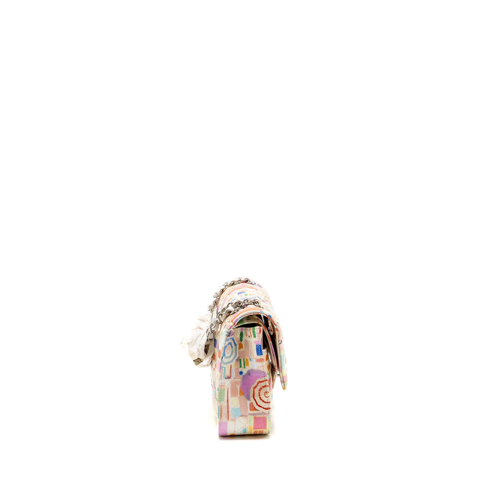 CHANEL MEDIUM DOUBLE FLAP BAG UMBRELLA RAINBOW PRINT CALFSKIN MULTICOLOUR SHW