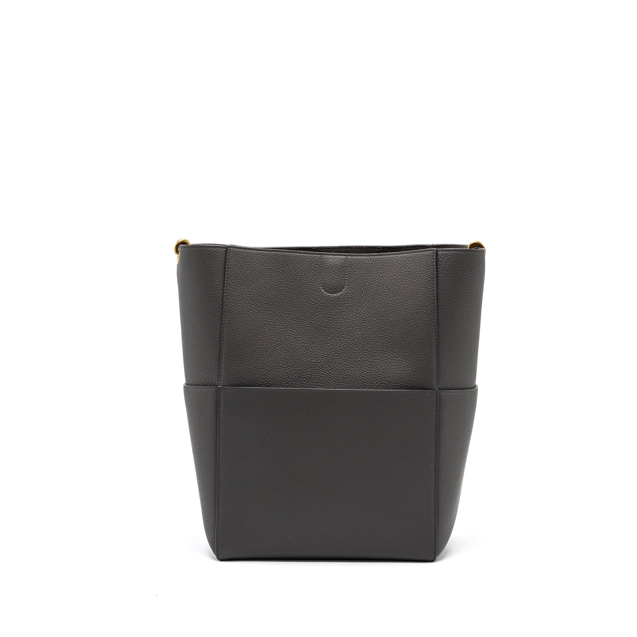 CELINE SANGLE BUCKET GRAINED CALFSKIN GREY GHW