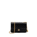 CHANEL 23S CAMELLIA CHAIN FLAP BAG LAMBSKIN BLACK GHW (MIRCOCHIP)