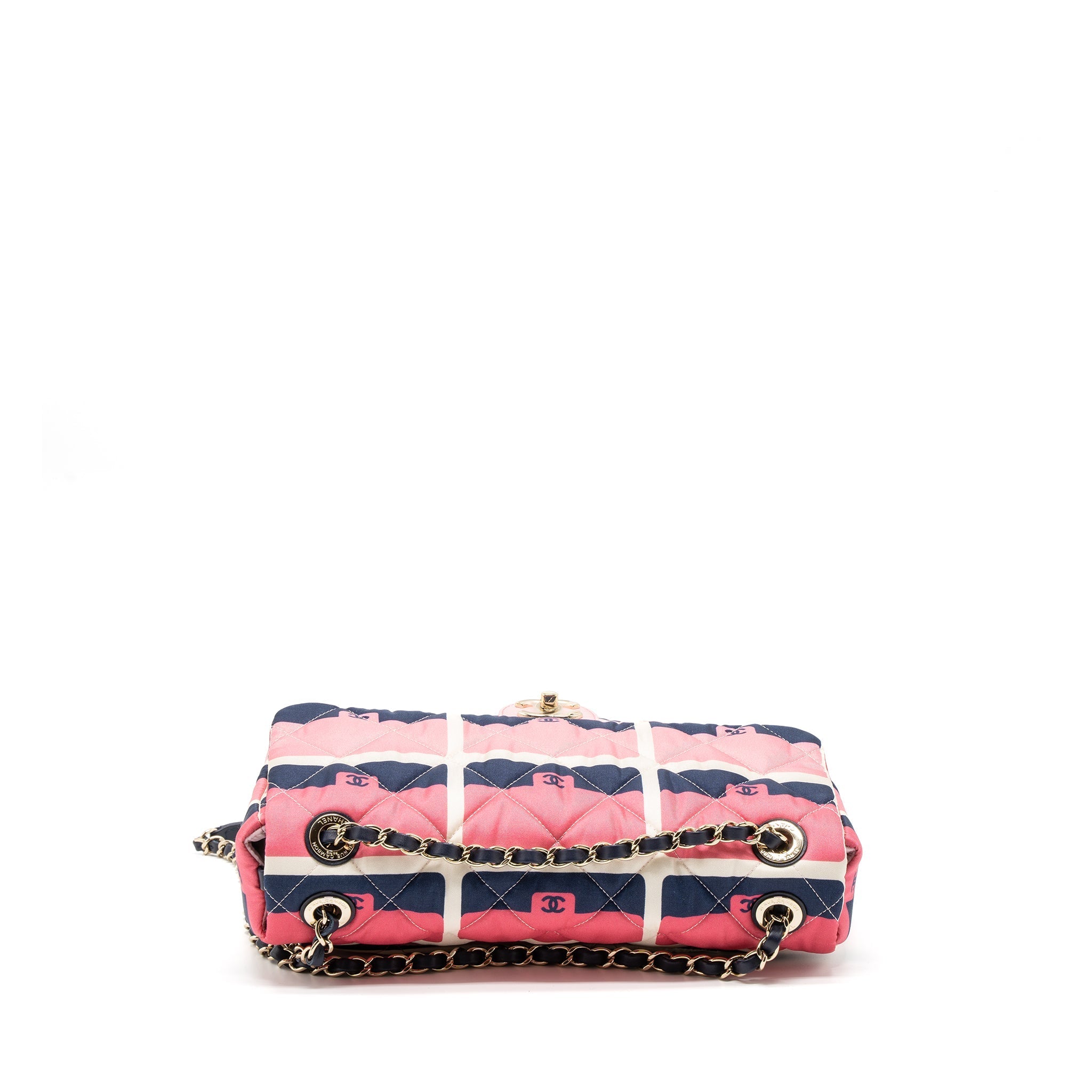 CHANEL CC LOGO PRINTED FLAP BAG FABRIC MULTICOLOUR LGHW (MICROCHIP)