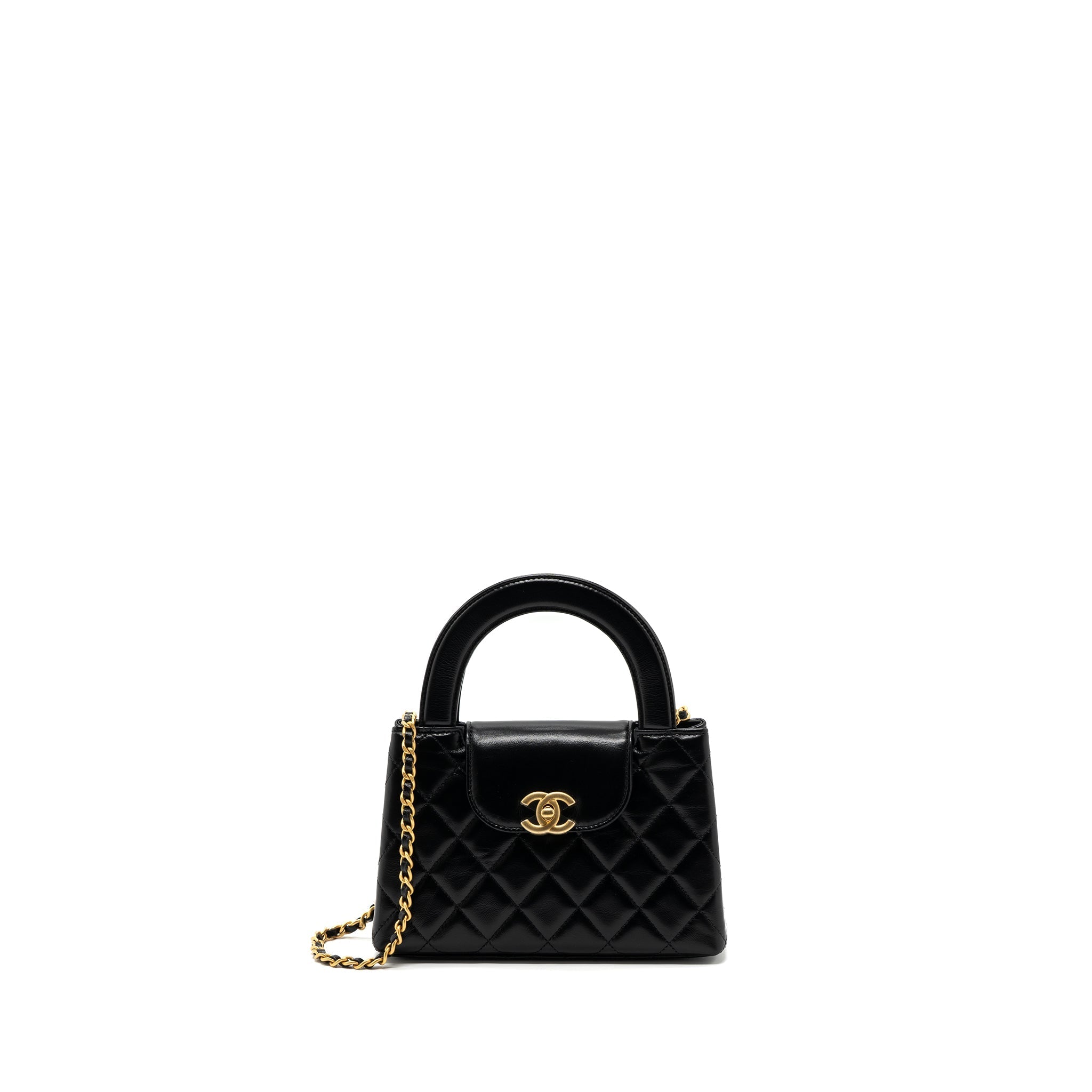 CHANEL 23K MINI SHOPPING BAG CALFSKIN BLACK GHW (MICROCHIP)