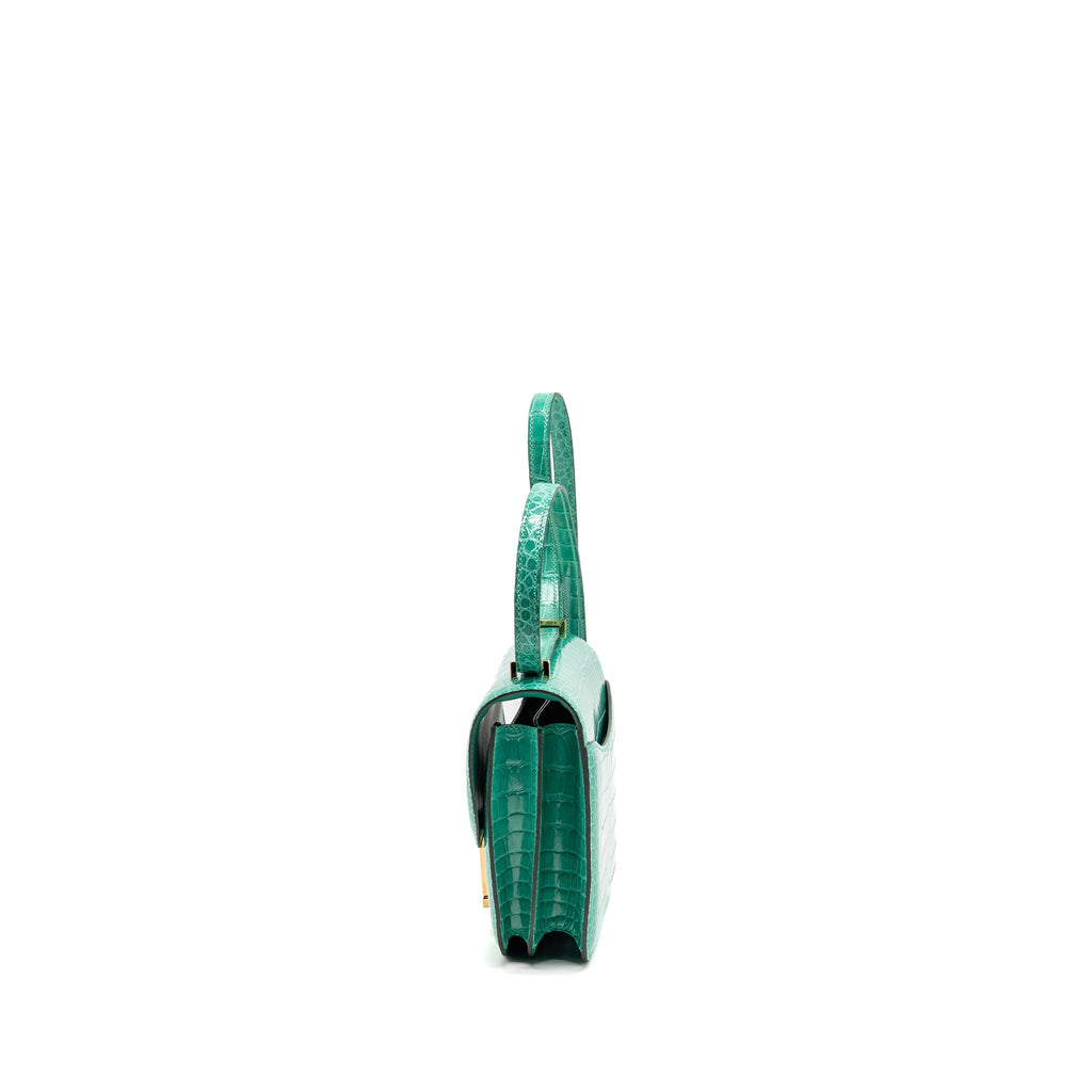 HERMES MINI CONSTANCE SHINY ALLIGATOR MISSISSIPPIENSIS VERT JADE GHW