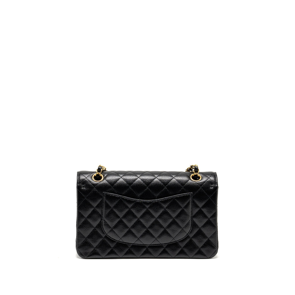 CHANEL MEDIUM CLASSIC DOUBLE FLAP BAG CAVIAR BLACK GHW (MICROCHIP)