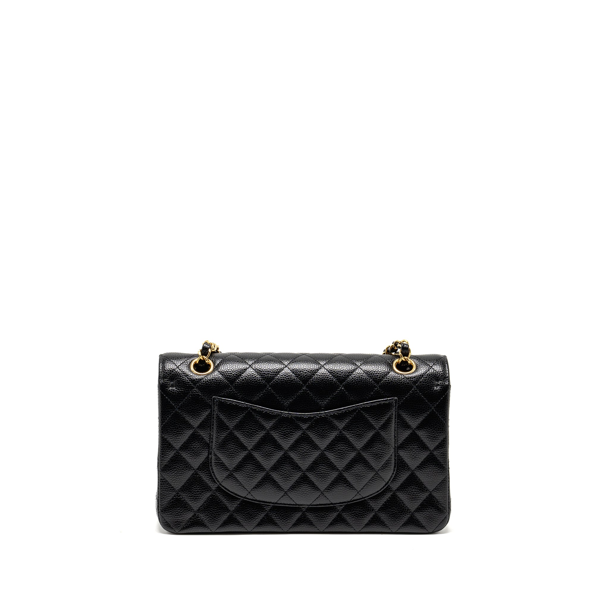 CHANEL MEDIUM CLASSIC DOUBLE FLAP BAG CAVIAR BLACK GHW (MICROCHIP)