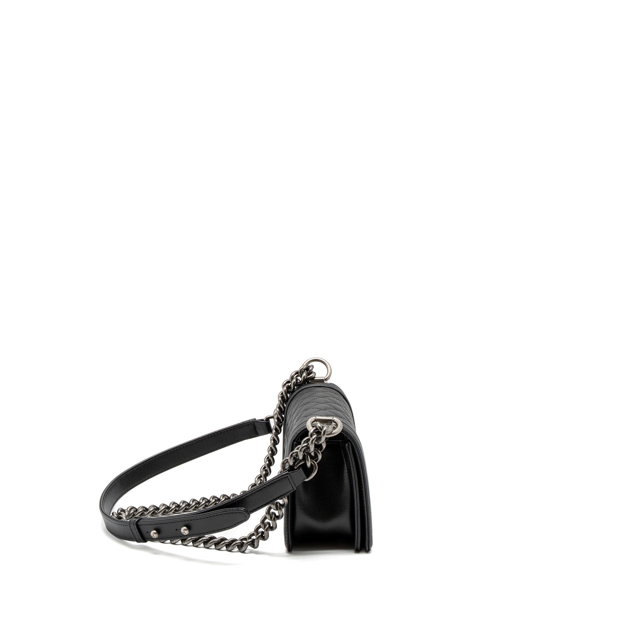 CHANEL SMALL BOY BAG CAVIAR BLACK SHW (MICROCHIP)