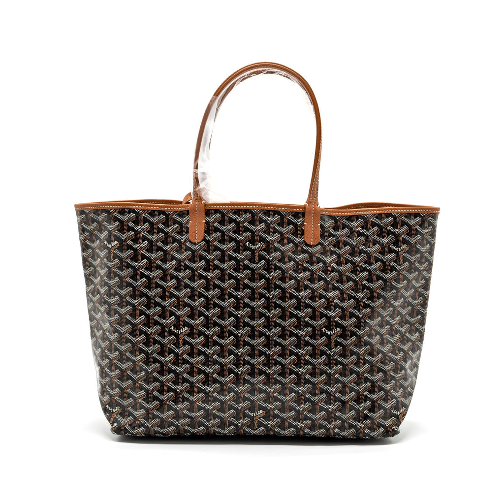 GOYARD SAINT LOUIS PM TOTE BAG GOYARDLINE CANVAS / CALFSKIN BROWN SHW