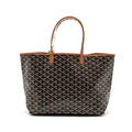 GOYARD SAINT LOUIS PM TOTE BAG GOYARDLINE CANVAS / CALFSKIN BROWN SHW