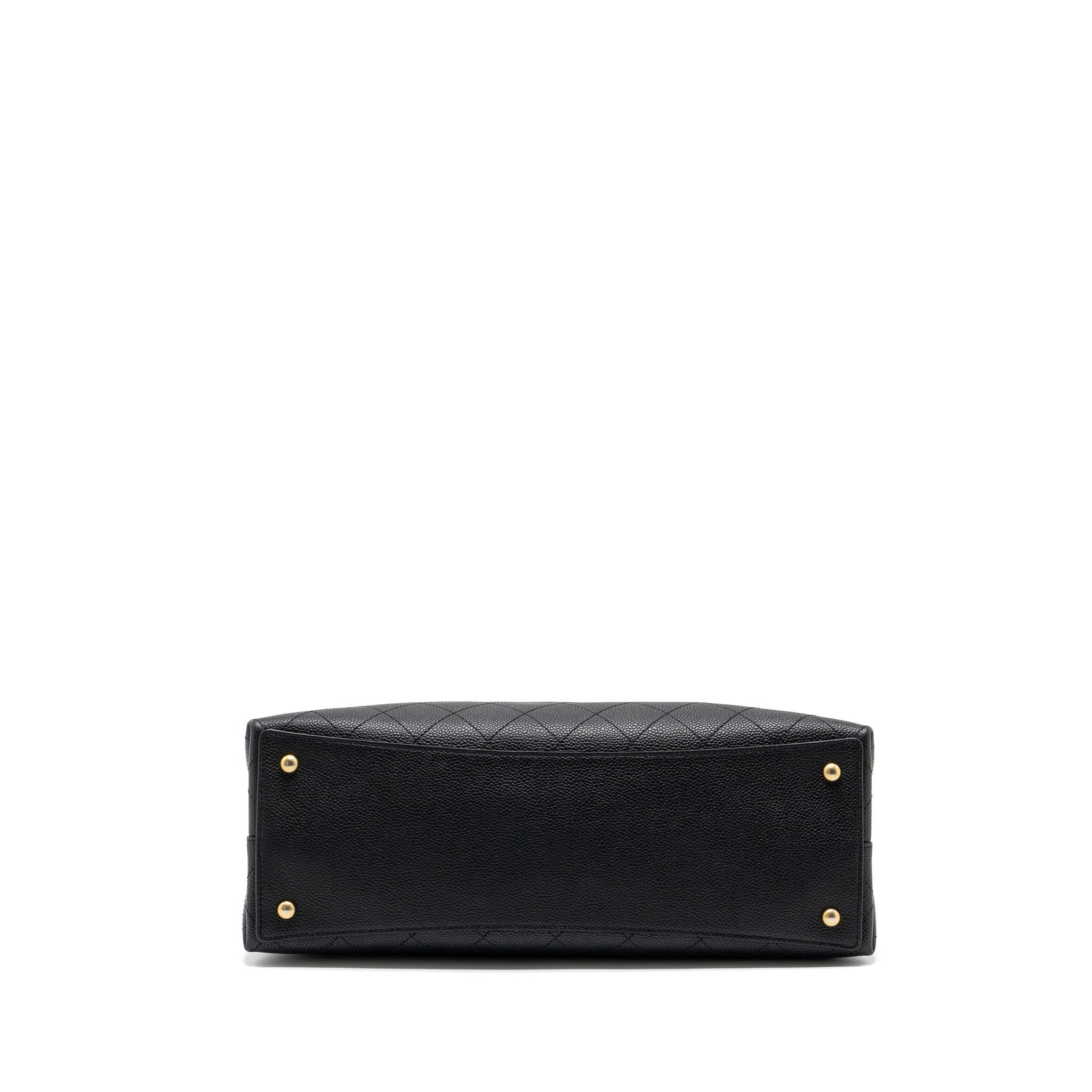 CHANEL CHAINS TOTE BAG CAVIAR BLACK BRUSHED GHW