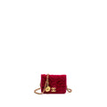 CHANEL 21A MINI CAMELIA FLAP BAG VELVET FUSHIA GHW