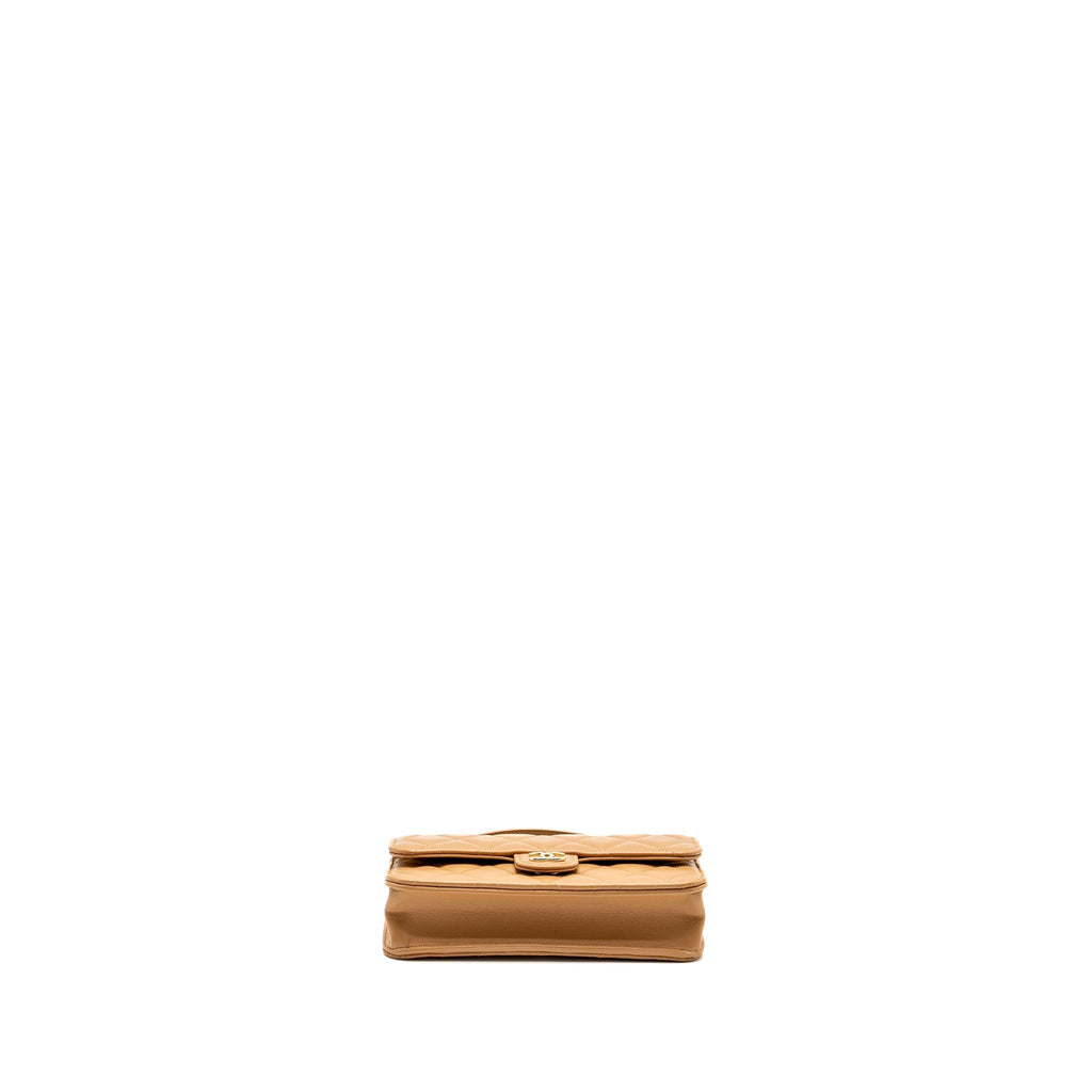 CHANEL TOP HANDLE MINI FLAP BAG LAMBSKIN CARAMEL LGHW (MICROCHIP)