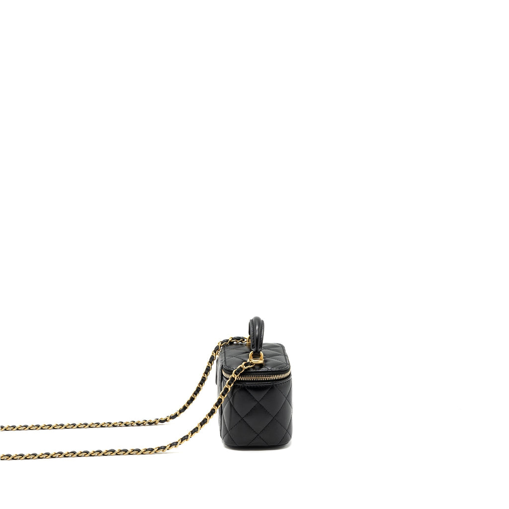 CHANEL TOP HANDLE MINI VANITY LAMBSKIN BLACK GHW