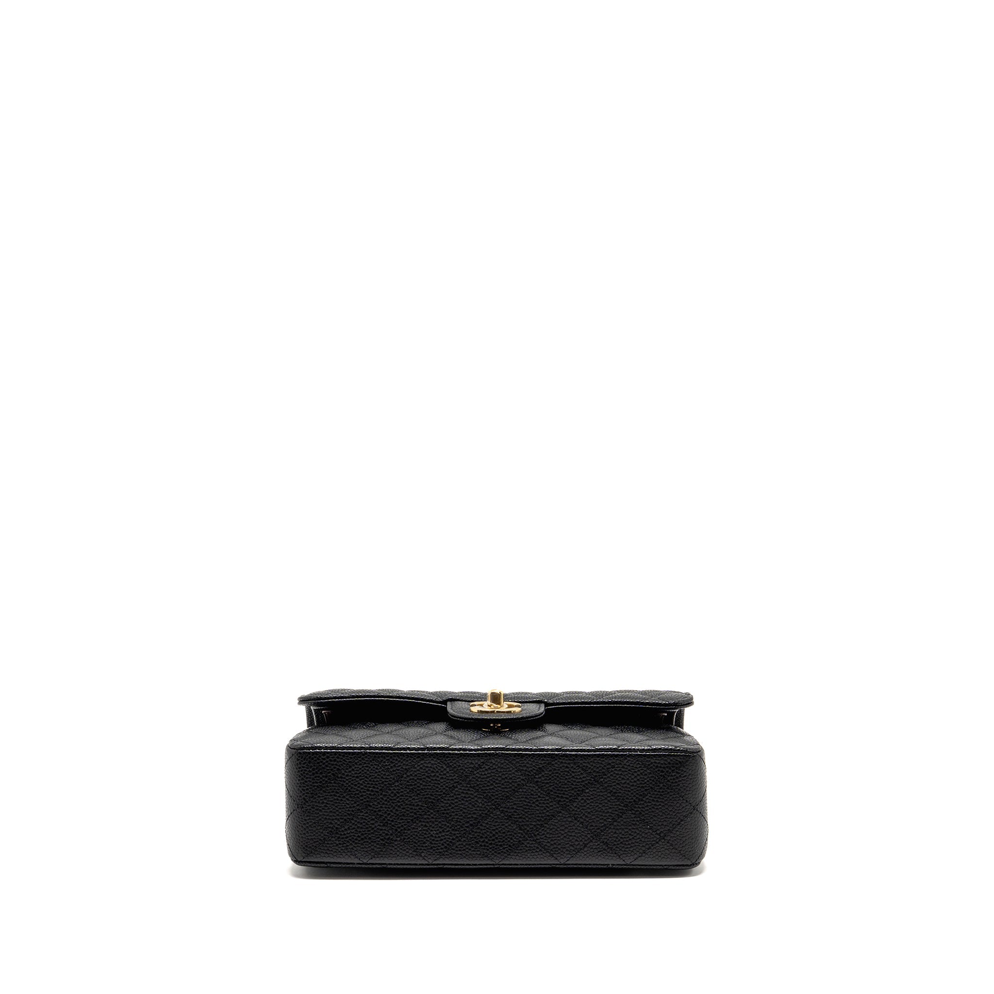 CHANEL SMALL CLASSIC DOUBLE FLAP BAG CAVIAR BLACK GHW (MICROCHIP)