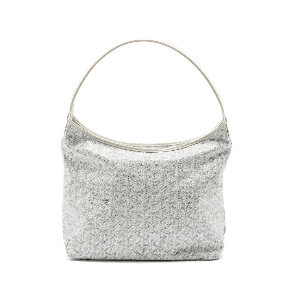 GOYARD BOHEME HOBO BAG GOYARDLINE CANVAS/CALFSKIN WHITE SHW