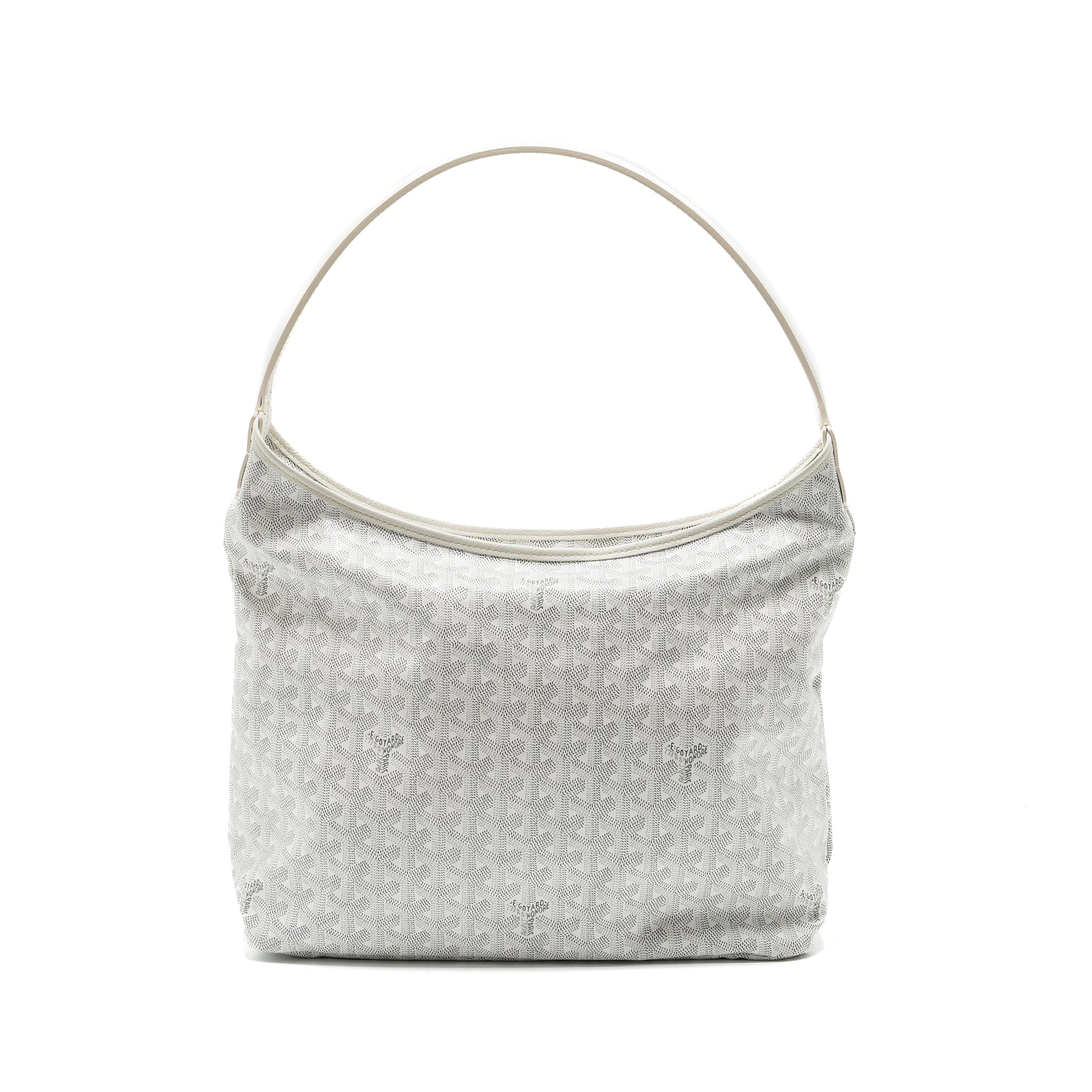 GOYARD BOHEME HOBO BAG GOYARDLINE CANVAS/CALFSKIN WHITE SHW